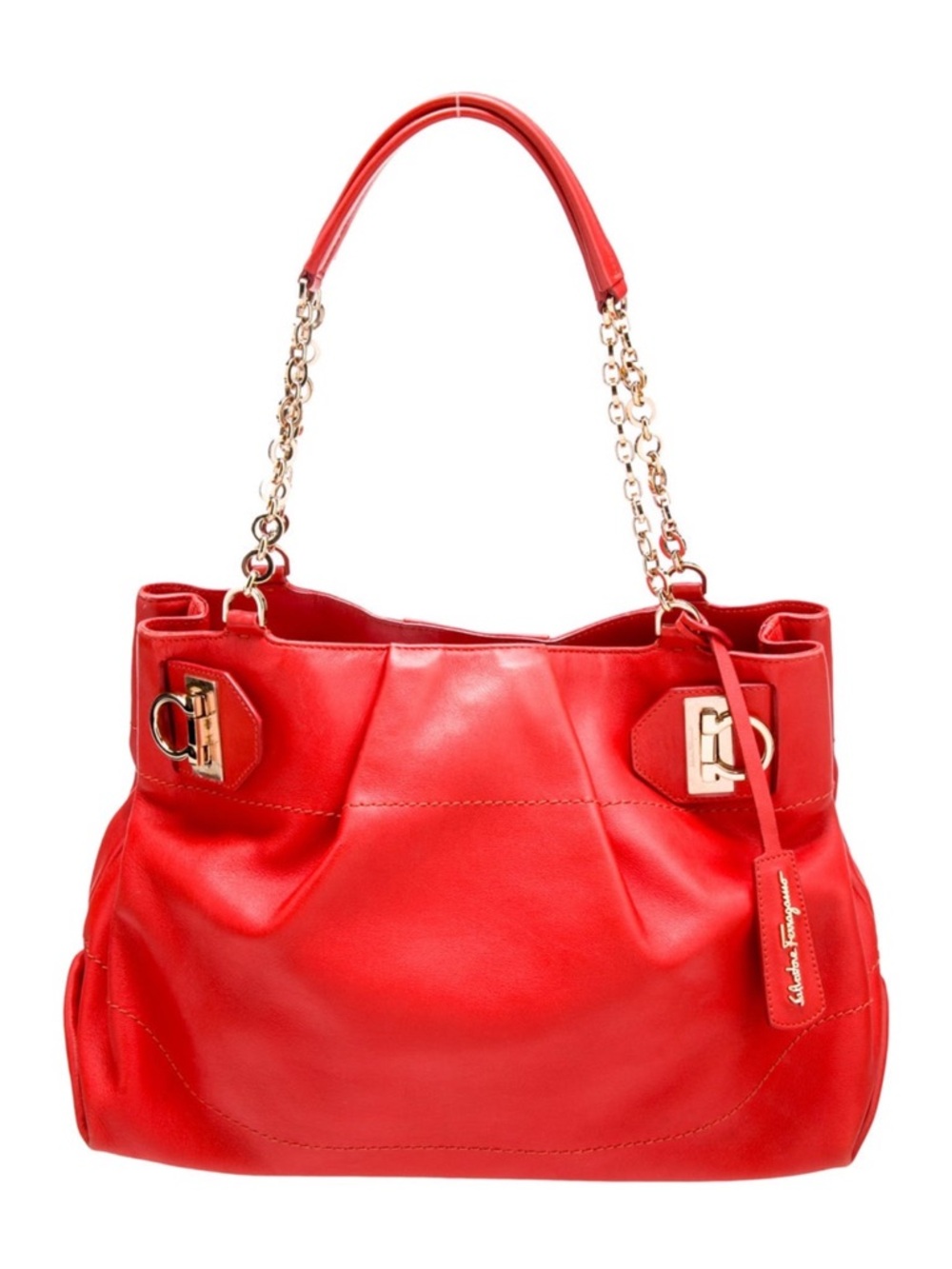 ‼️Authentic Salvatore Ferragamo Orange Red Leather Shoulder Bag